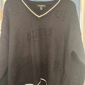 GUESS Charcoal V-Neck Sweater for Men